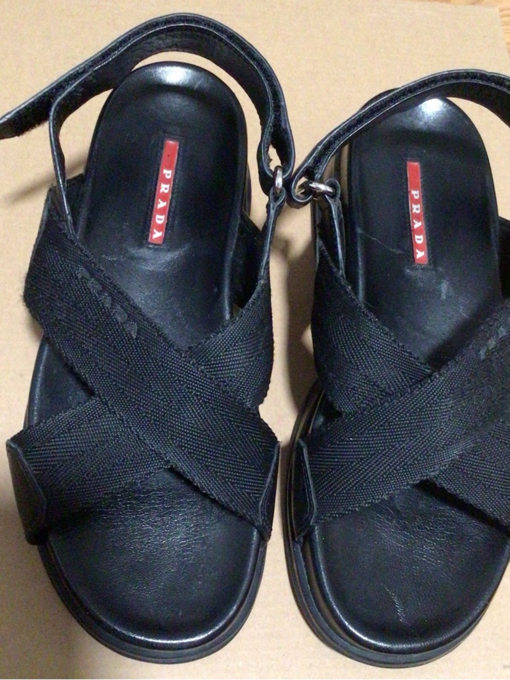 Prada Black Cross-Strap Slingback Sandals. Size 6.5 - Picture 6 of 7
